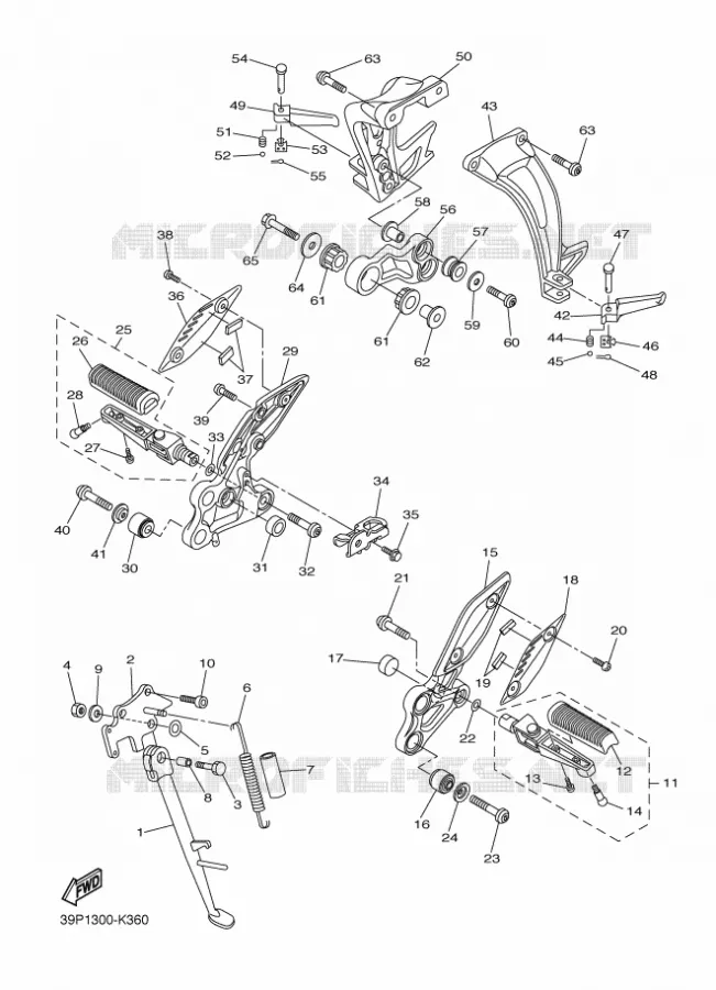 SUPPORT / REPOSE PIEDS Yamaha MOTO 800 2012 FZ8  FZ8-N