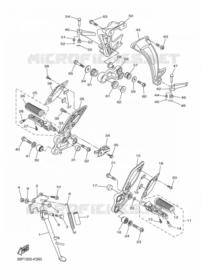 SUPPORT / REPOSE PIEDS Yamaha MOTO 800 2012 FZ8  FZ8-N