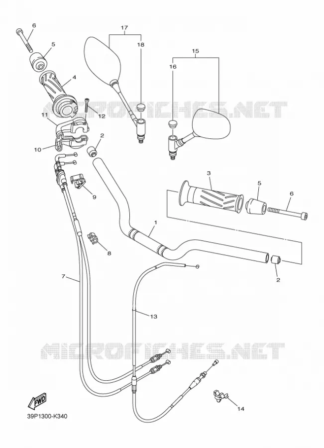 GUIDON ET CABLES Yamaha MOTO 800 2012 FZ8  FZ8-N