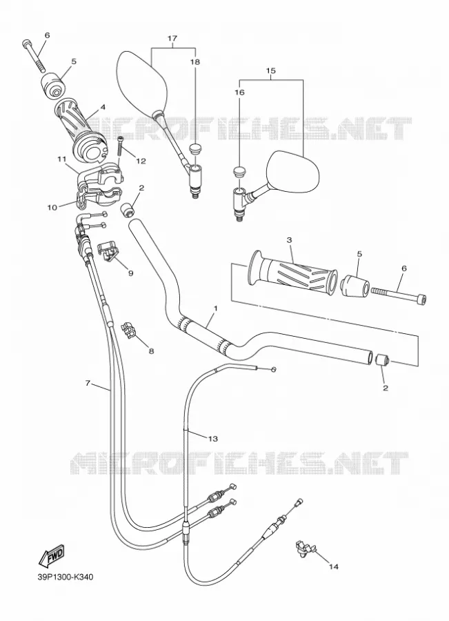 GUIDON ET CABLES Yamaha MOTO 800 2012 FZ8 ABS  FZ8-NA