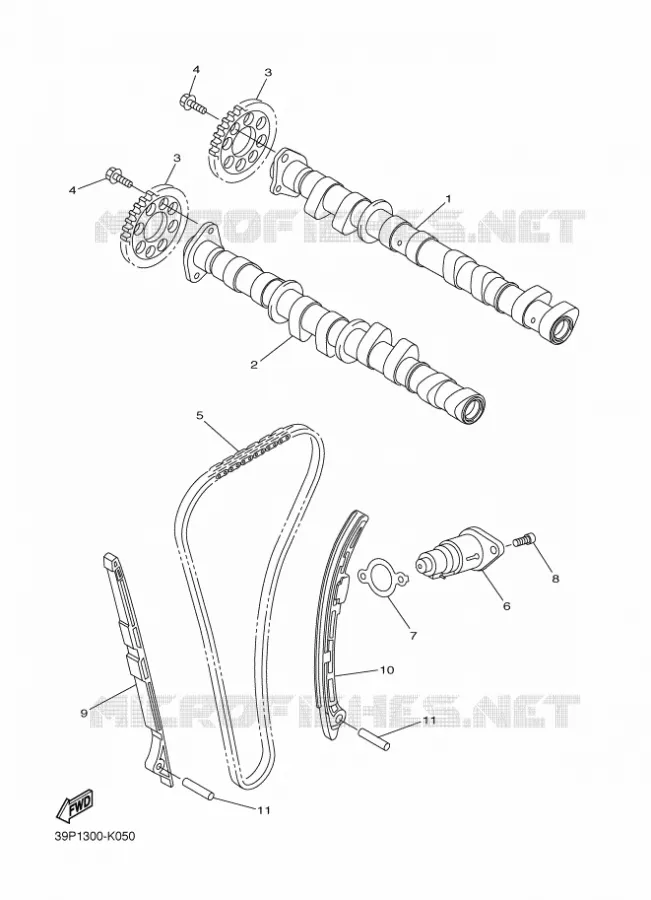 ARBRE A CAMES / CHAINE DE DISTRIBUTION Yamaha MOTO 800 2012 FZ8 ABS  FZ8-NA