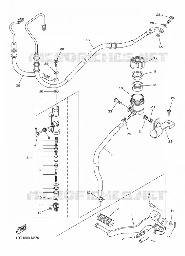 MAITRE CYLINDRE DE FREIN ARRIERE Yamaha MOTO 800 2012 FZ8 ABS  FZ8-NA