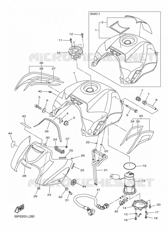 RESERVOIR A ESSENCE Yamaha MOTO 800 2012 FZ8 ABS  FZ8-NA