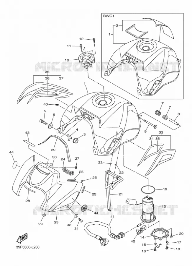 RESERVOIR A ESSENCE Yamaha MOTO 800 2012 FZ8 ABS  FZ8-NA