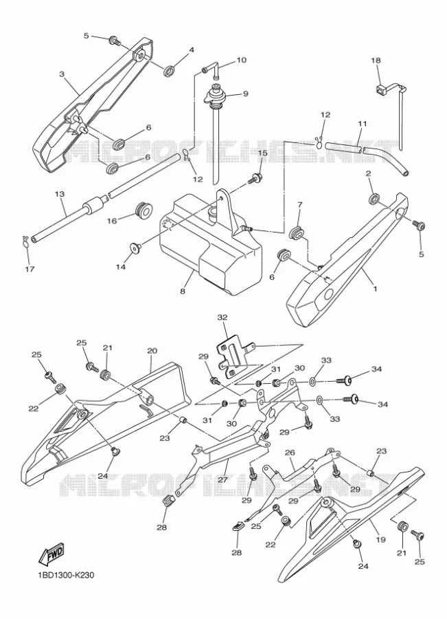 COUVERCLE LATERAL Yamaha MOTO 800 2012 FZ8 ABS  FZ8-NA