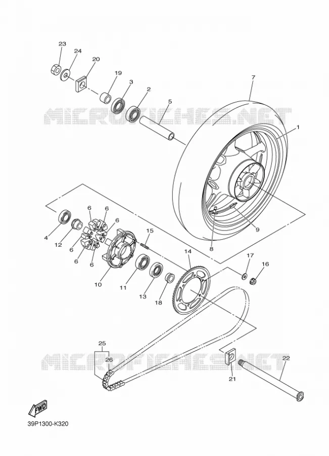 ROUE ARRIERE Yamaha MOTO 800 2012 FAZER  FZ8-S