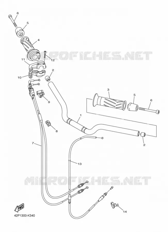 GUIDON ET CABLES Yamaha MOTO 800 2012 FAZER  FZ8-S