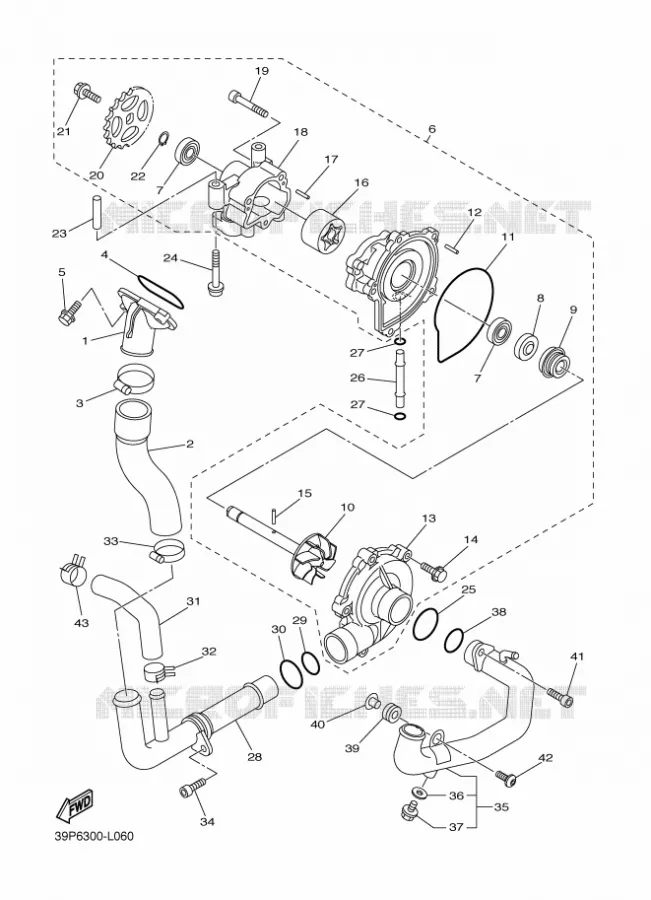 POMPE A EAU / DURITES Yamaha MOTO 800 2012 FAZER  FZ8-S