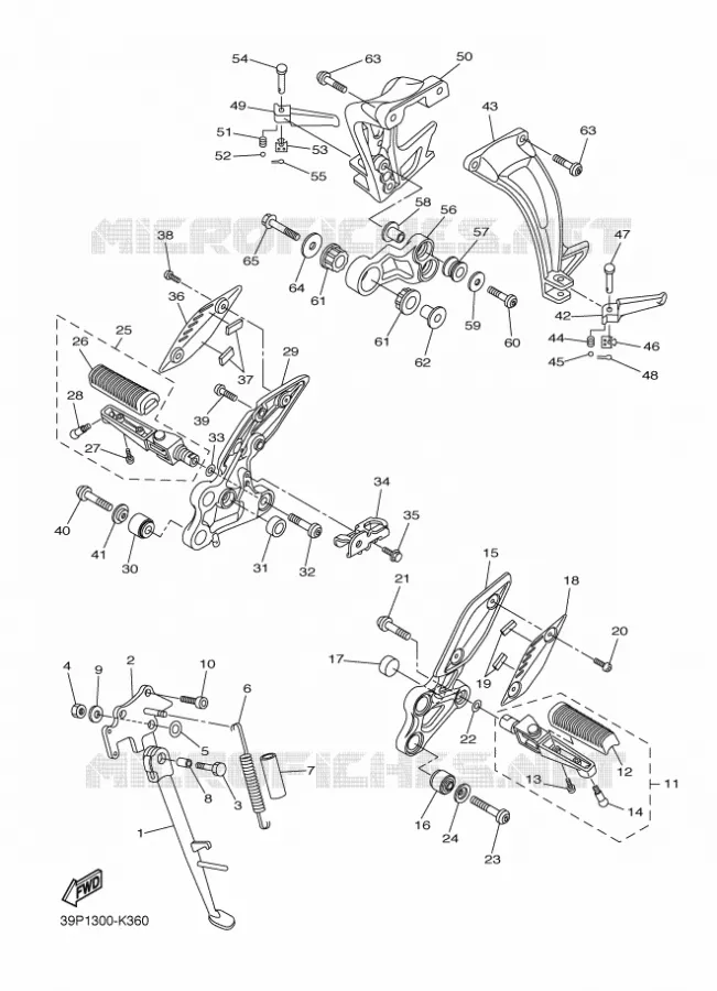 SUPPORT / REPOSE PIEDS Yamaha MOTO 800 2012 FAZER  FZ8-S