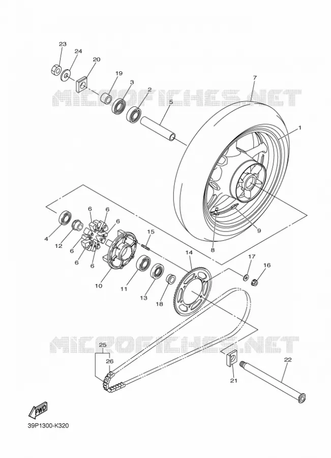 ROUE ARRIERE Yamaha MOTO 800 2012 FAZER  FZ8-S