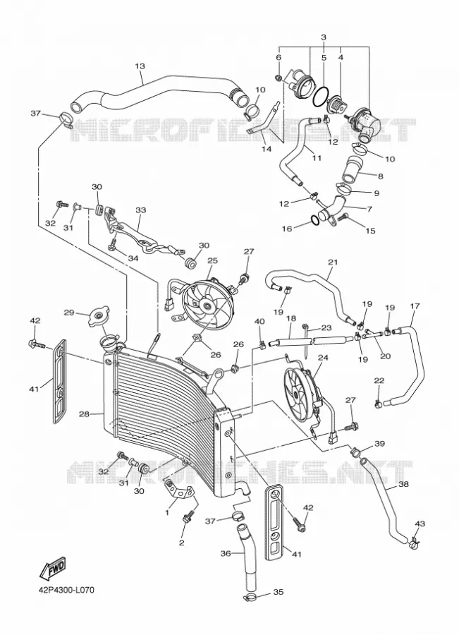 RADIATEUR / DURITES Yamaha MOTO 800 2012 FAZER ABS  FZ8-SA
