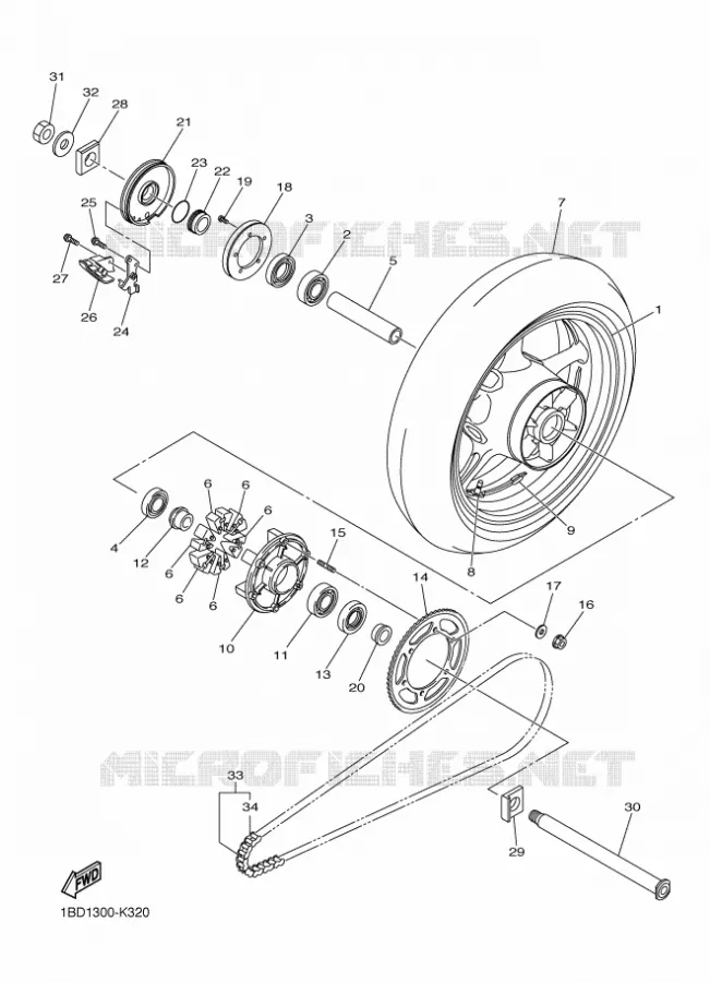 ROUE ARRIERE Yamaha MOTO 800 2012 FAZER ABS  FZ8-SA