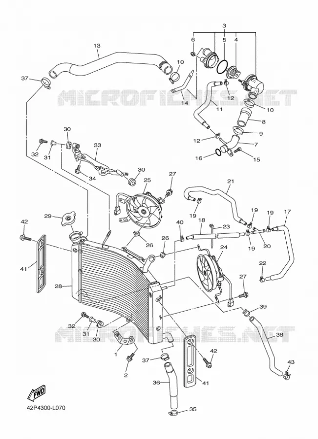 RADIATEUR / DURITES Yamaha MOTO 800 2012 FAZER ABS  FZ8-SA
