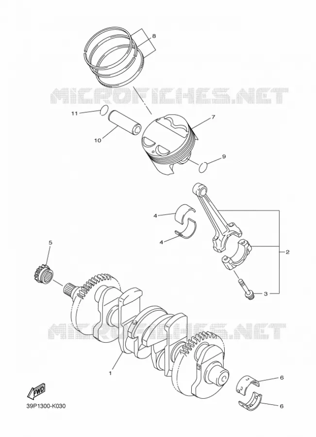 VILEBREQUIN / PISTON Yamaha MOTO 800 2012 FAZER ABS  FZ8-SA