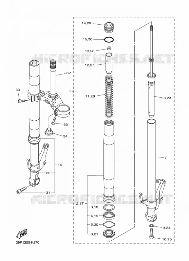 FOURCHE Yamaha MOTO 800 2012 FAZER ABS  FZ8-SA