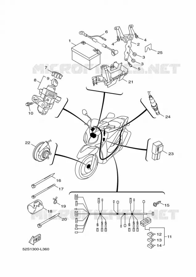 PARTIE ELECTRIQUE 2 Yamaha SCOOTER 125 2012 OCEO  HW125 OCEO