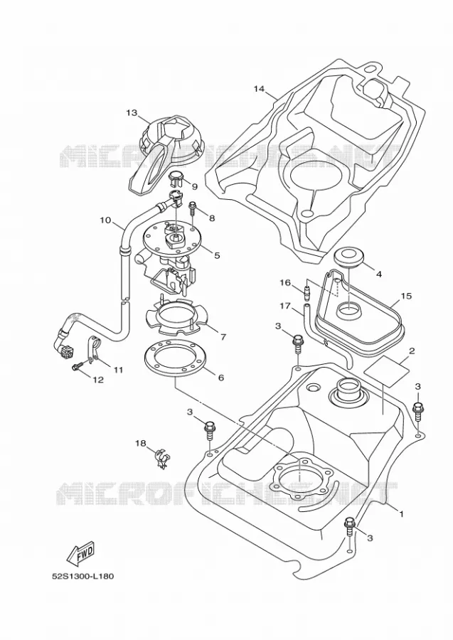 RESERVOIR A ESSENCE Yamaha SCOOTER 125 2012 OCEO  HW125 OCEO