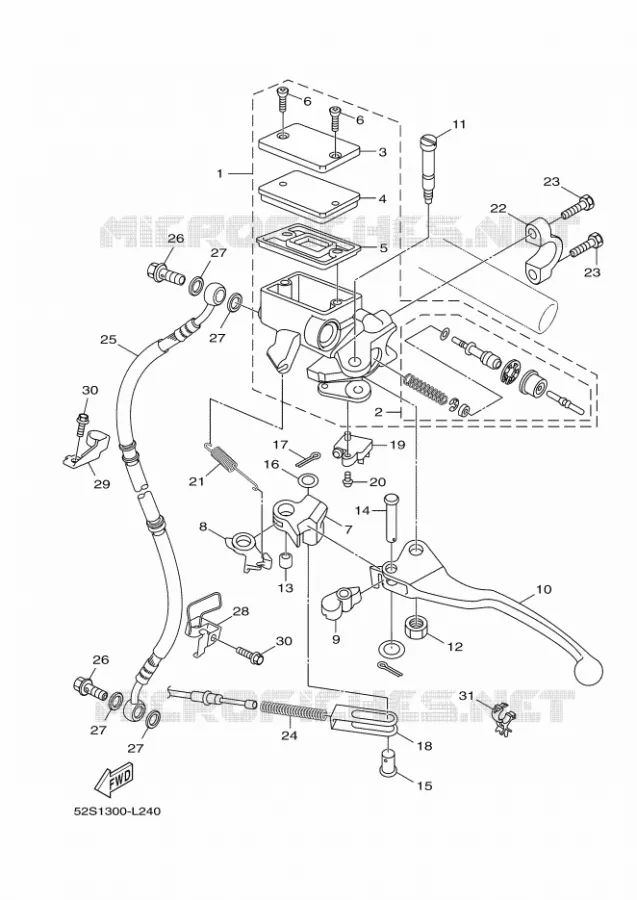 MAITRE CYLINDRE DE FREIN AVANT Yamaha SCOOTER 150 2012 XENTER  HW151