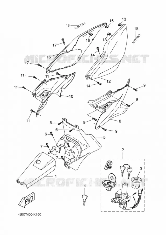 COUVERCLE LATERAL Yamaha SCOOTER 50 2012 NITRO NAKED  YQ50L NITRO NAKED
