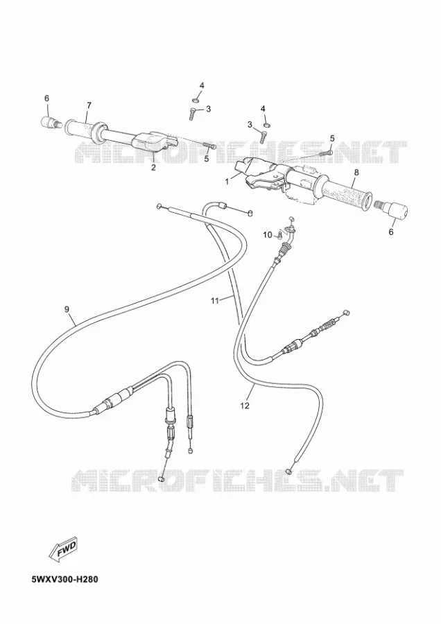 GUIDON ET CABLES Yamaha MOTO 50 2012 TZR  TZR50