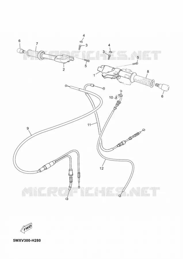 GUIDON ET CABLES Yamaha MOTO 50 2012 TZR  TZR50