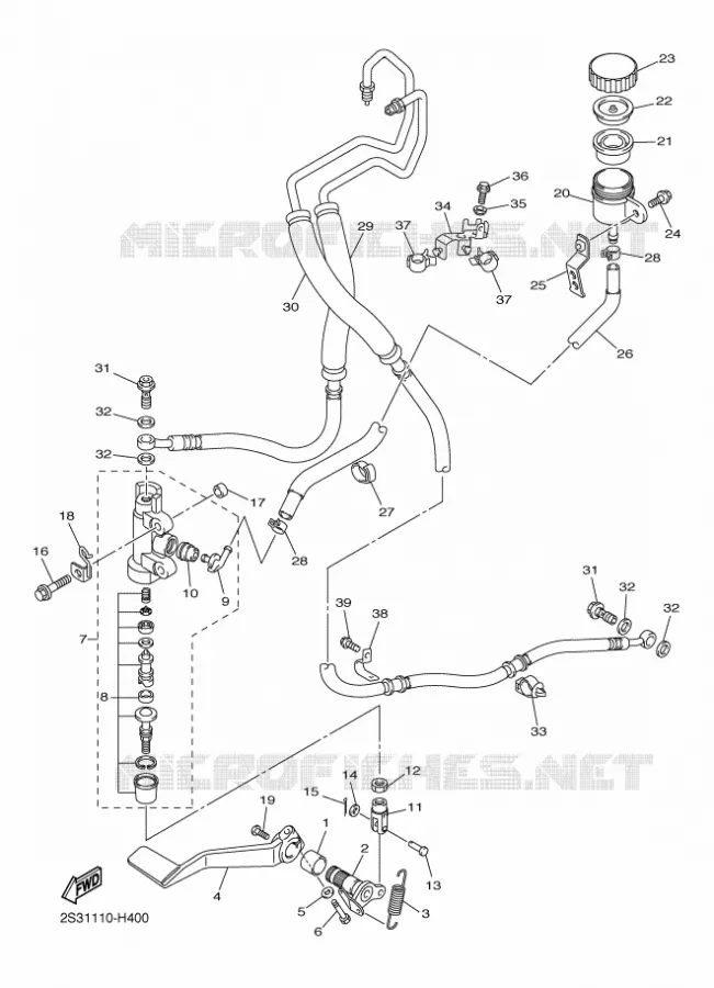 MAITRE CYLINDRE DE FREIN ARRIERE Yamaha MOTO 1700 2012 VMAX  VMX17