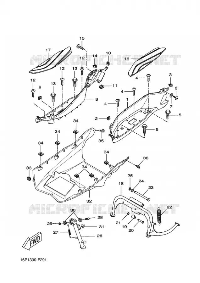 SUPPORT / REPOSE PIEDS Yamaha SCOOTER 125 2012 XCITY  VP125 XCITY