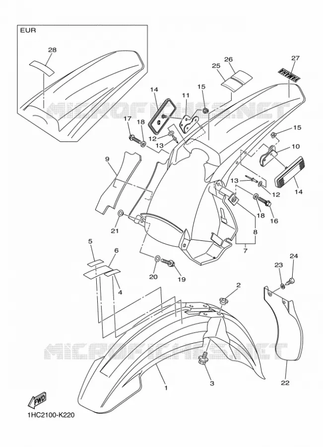 GARDE BOUE Yamaha MOTO 250 2012 WRF  WR250F
