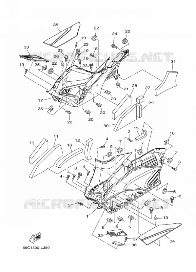 SUPPORT / REPOSE PIEDS 2 Yamaha SCOOTER 530 2012 TMAX ABS  XP500A