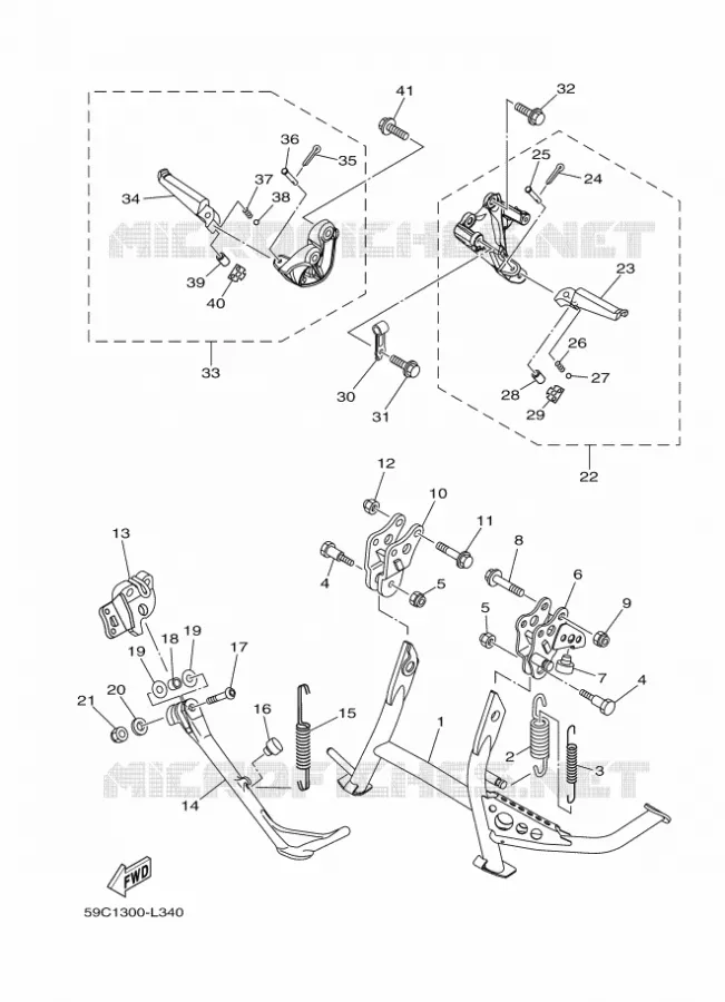 SUPPORT / REPOSE PIEDS Yamaha SCOOTER 530 2012 TMAX ABS  XP500A