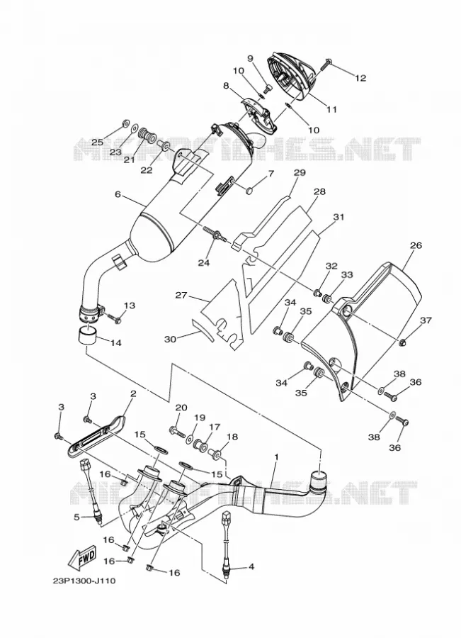 ECHAPPEMENT Yamaha MOTO 1200 2012 XTZ SUPER TENERE  XT1200Z