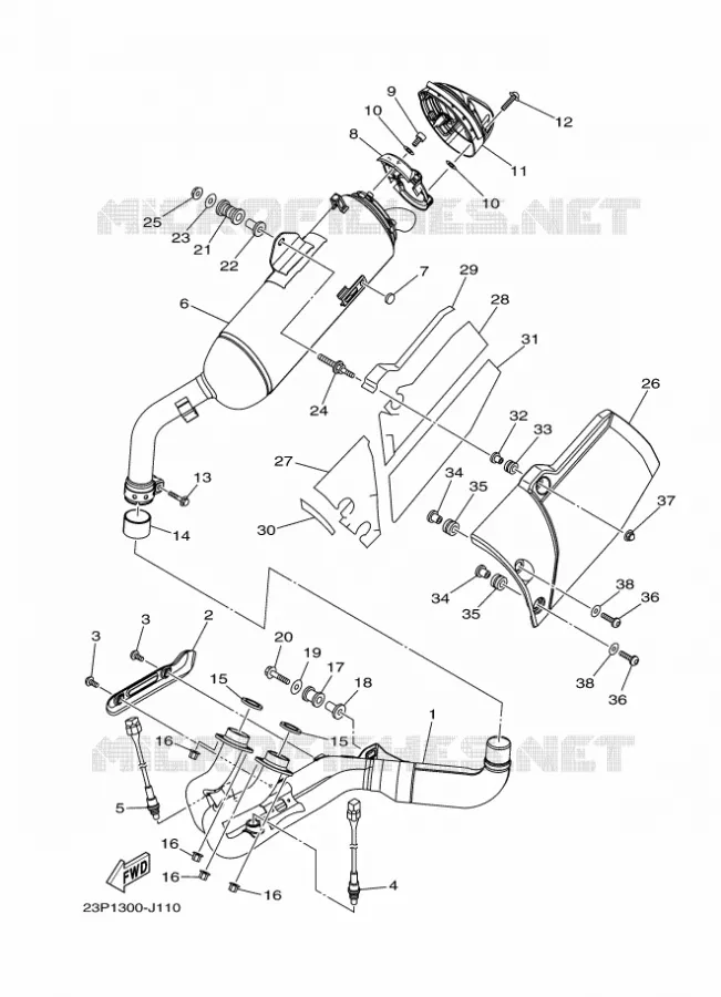 ECHAPPEMENT Yamaha MOTO 1200 2012 XTZ SUPER TENERE  XT1200Z