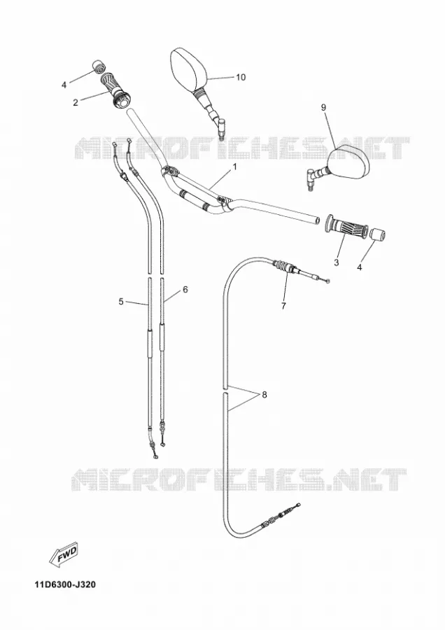 GUIDON ET CABLES Yamaha MOTO 660 2012 XTZ TENERE  XT660Z TENERE
