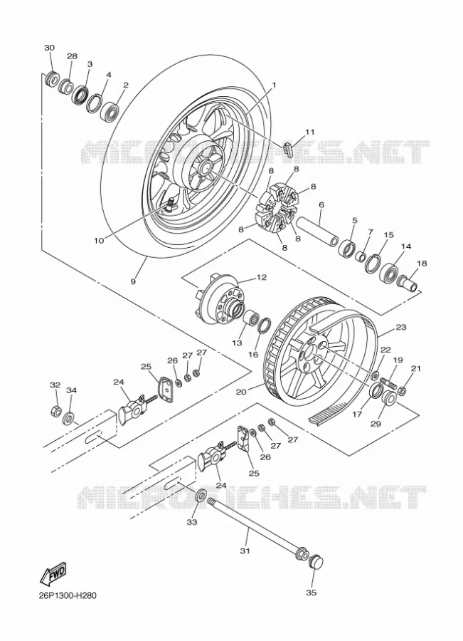 ROUE ARRIERE Yamaha MOTO 950 2012 MIDNIGHT STAR  XVS950A