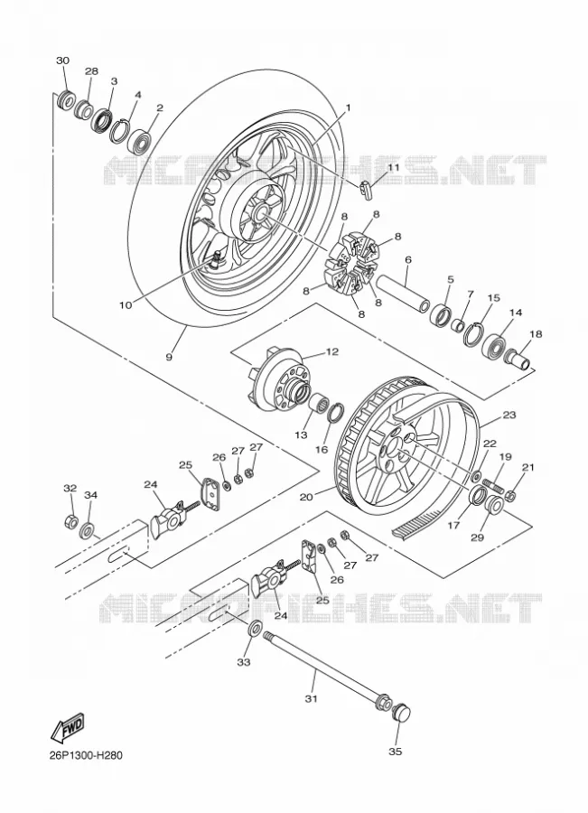 ROUE ARRIERE Yamaha MOTO 950 2012 MIDNIGHT STAR  XVS950A