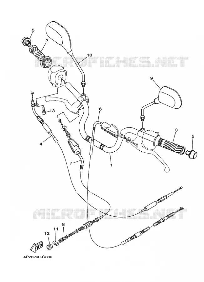 GUIDON ET CABLES 2 Yamaha MOTO 125 2012 YBR  YBR125E