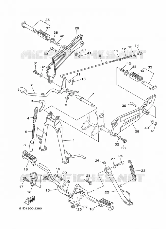 SUPPORT / REPOSE PIEDS Yamaha MOTO 125 2012 YBR  YBR125ED