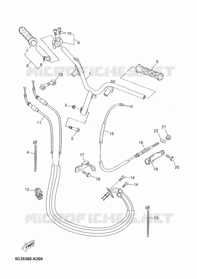 GUIDON ET CABLES Yamaha SCOOTER 50 2012 OVETTO 4T UBS  YN50FU OVETTO 4+