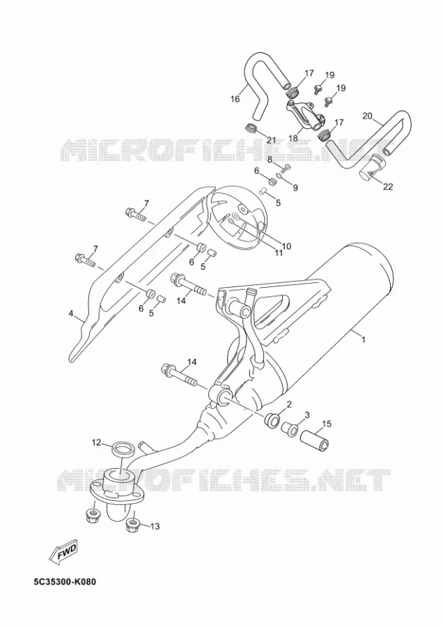 ECHAPPEMENT Yamaha SCOOTER 50 2012 OVETTO 4T UBS  YN50FU OVETTO 4+