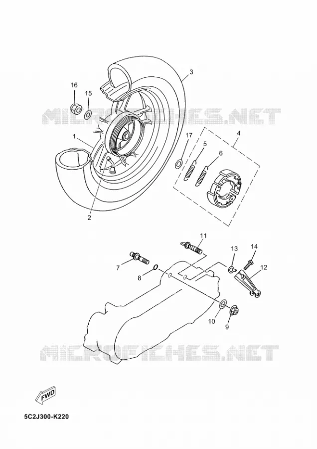 ROUE ARRIERE Yamaha SCOOTER 50 2012 NEOS  YN50
