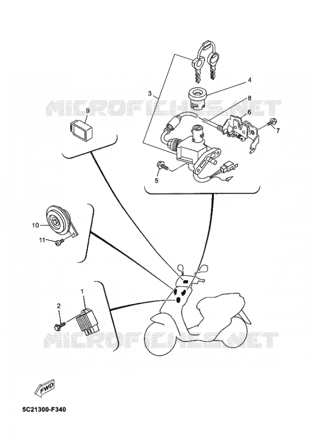 PARTIE ELECTRIQUE 1 Yamaha SCOOTER 50 2012 NEOS  YN50