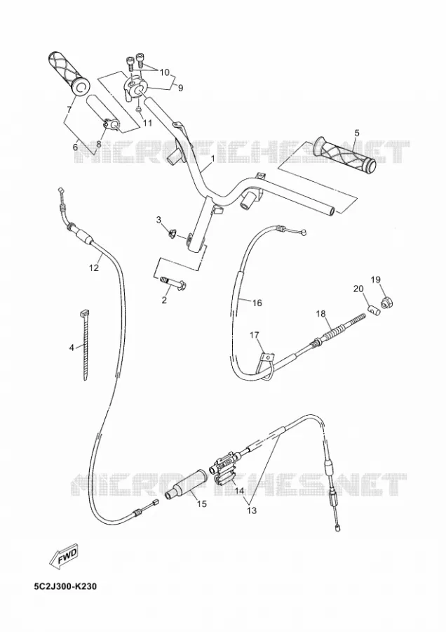 GUIDON ET CABLES Yamaha SCOOTER 50 2012 OVETTO  YN50 OVETTO