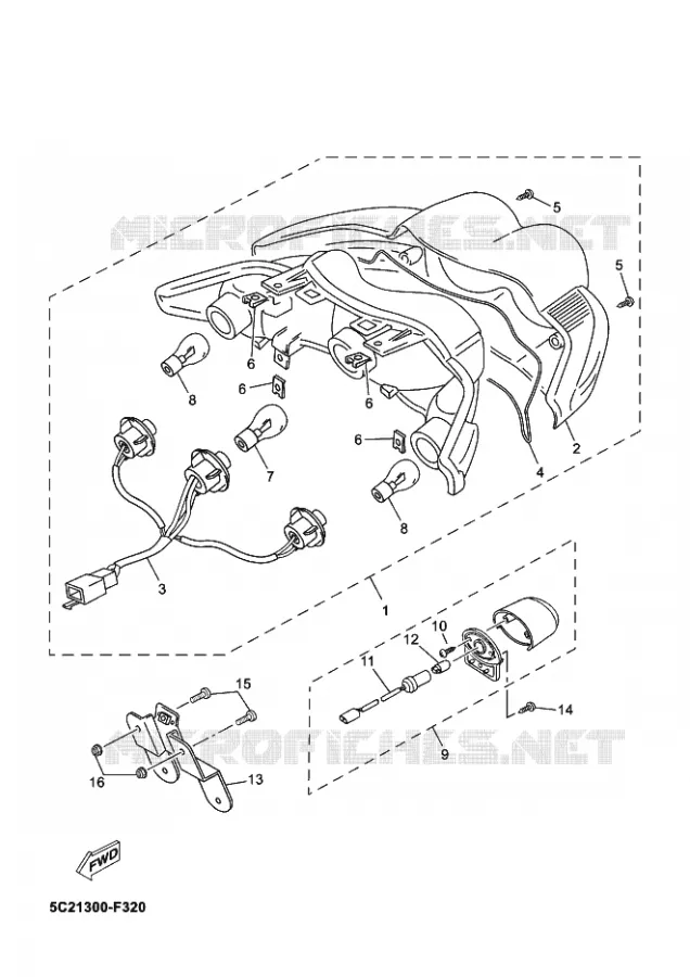 FEU ARRIERE Yamaha SCOOTER 50 2012 NEOS  YN50 NEO'S