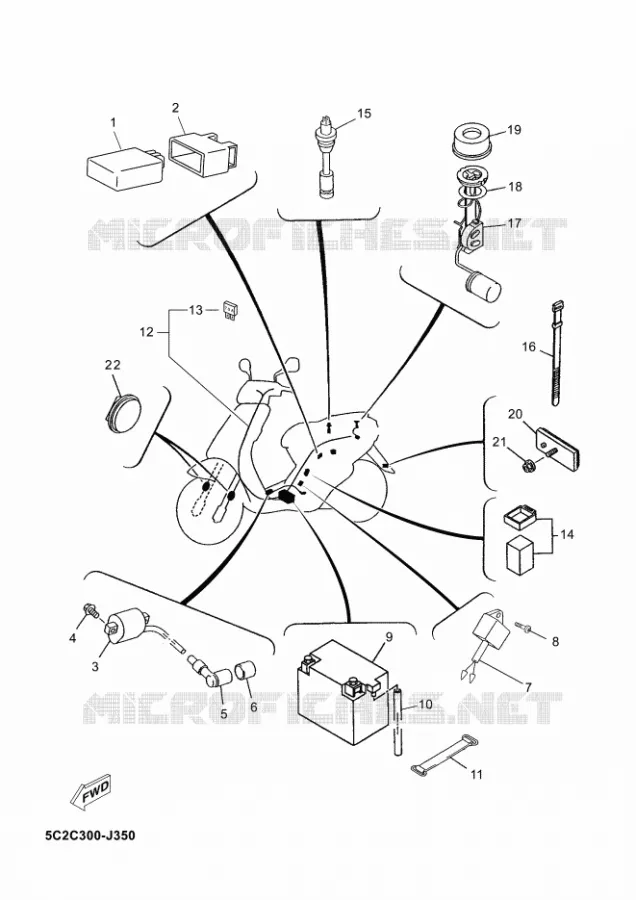 PARTIE ELECTRIQUE 2 Yamaha SCOOTER 50 2012 NEOS  YN50 NEO'S