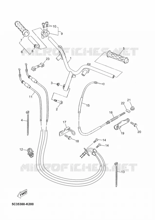 GUIDON ET CABLES Yamaha SCOOTER 50 2012 NEOS 4T UBS  YN50FU NEO'S 4+