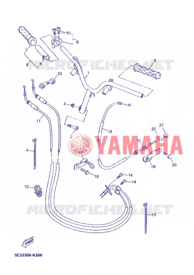 GUIDON ET CABLES Yamaha SCOOTER 50 2012 MBK OVETTO 4T  YN50F