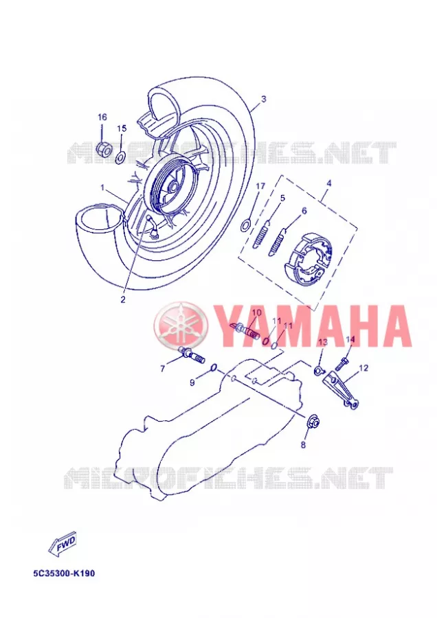 ROUE ARRIERE Yamaha SCOOTER 50 2012 NEOS 4T UBS  YN50FU