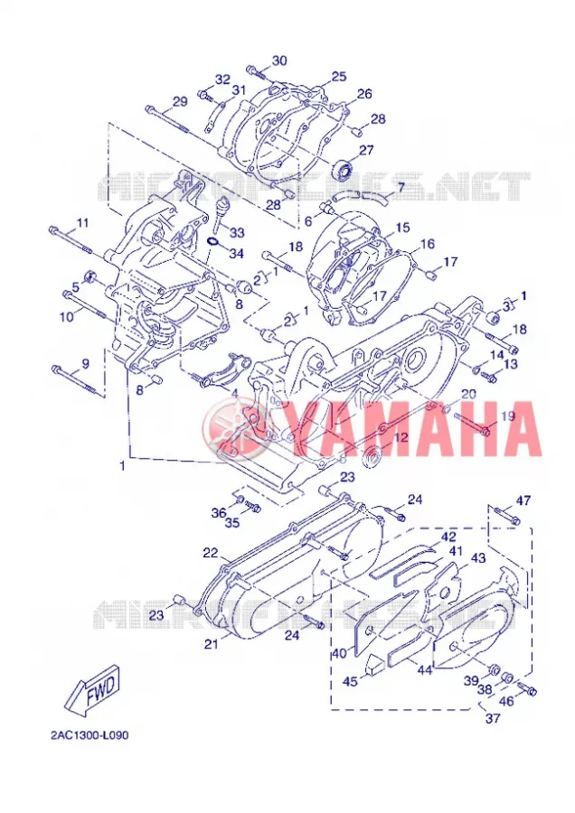CARTER MOTEUR Yamaha SCOOTER 50 2012 OVETTO 4T UBS  YN50FU