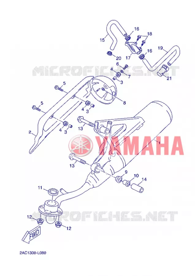 ECHAPPEMENT Yamaha SCOOTER 50 2012 OVETTO 4T UBS  YN50FU