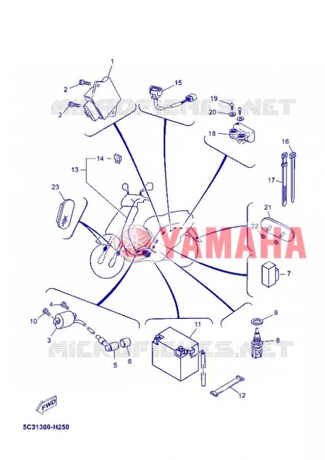 PARTIE ELECTRIQUE 2 Yamaha SCOOTER 50 2012 OVETTO 4T UBS  YN50FU